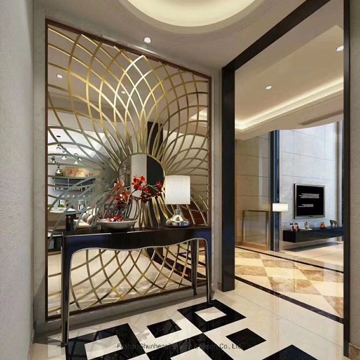Gold Radial Fan Decorative Metal Wall Panel - Foyer Divider