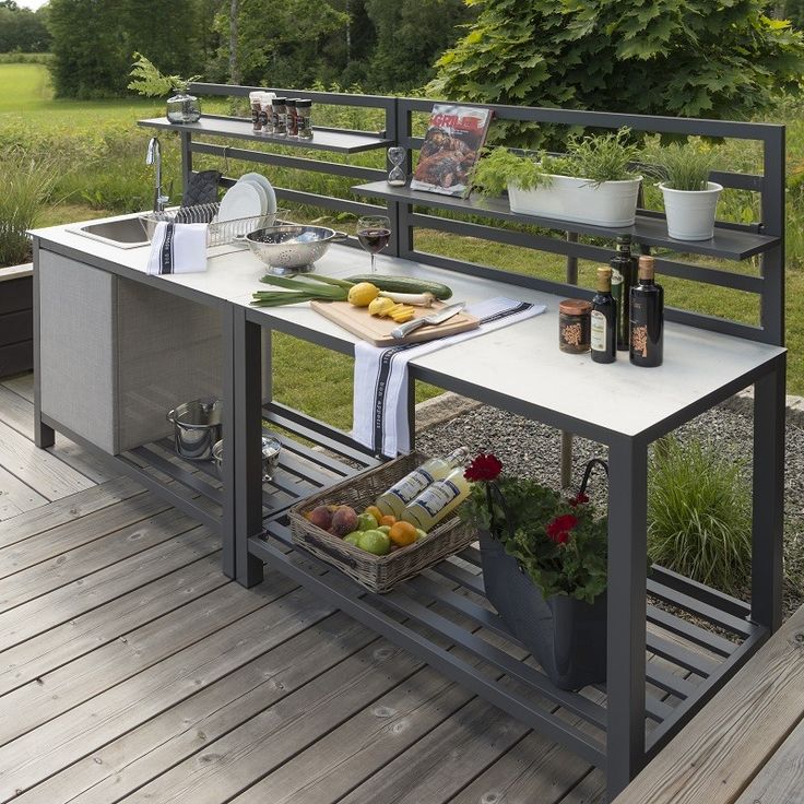 Outdoor Kitchen Sink and Prep Table with Storage Shelf