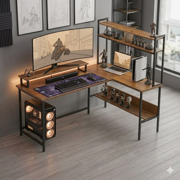 Steel Frame L-Shaped Gaming Desk Islamabad Fabrication