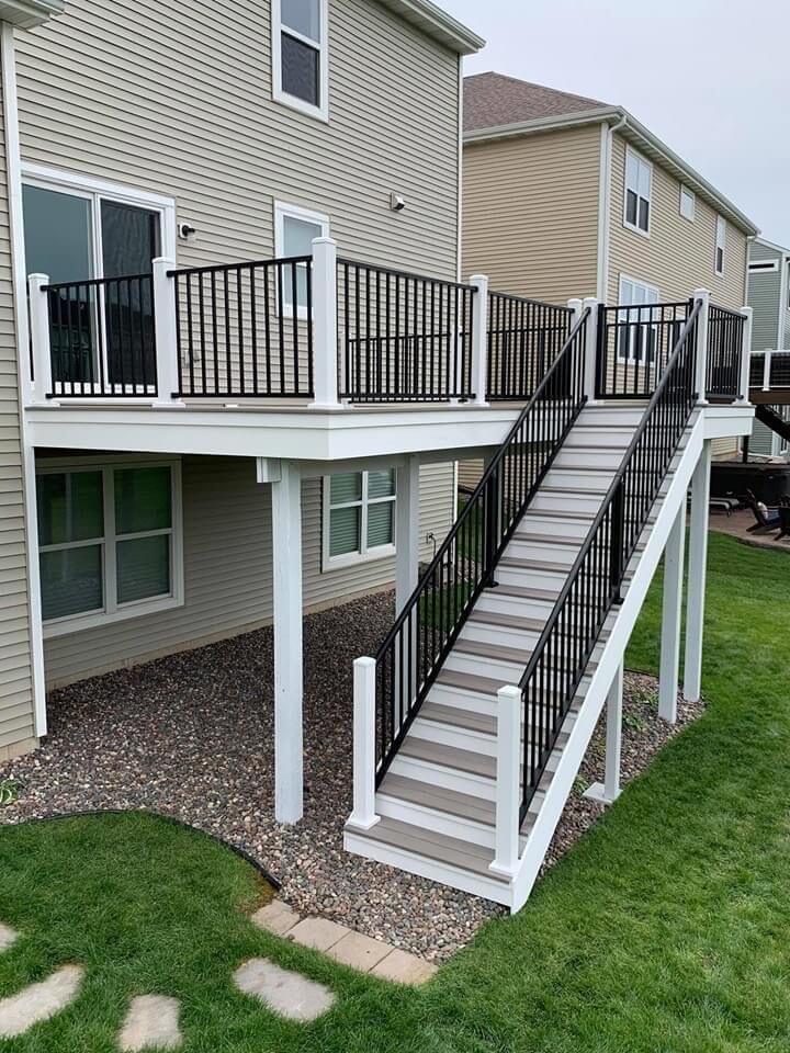 White and Black Deck Staircase, Straight Run